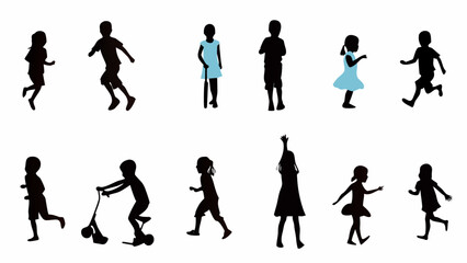 Obraz premium Children playing and running in various fun poses and actions