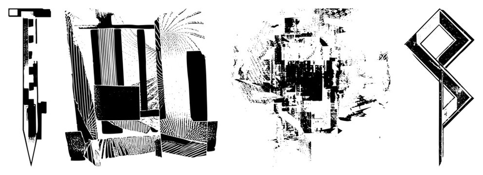 Abstract Geometric Shapes in Bold Black and White Vector Art