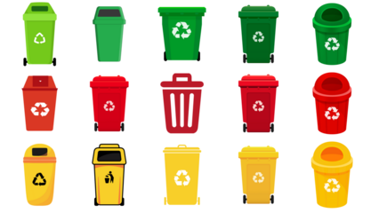 set of colorful recycle bins