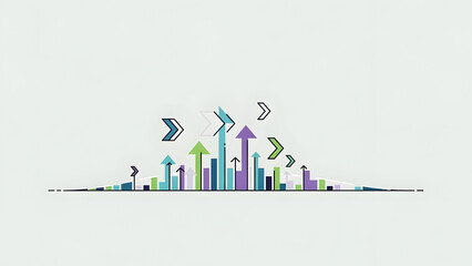 Colorful Bar Graph with Arrows Upward Trend.