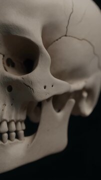 3D close-up animation of a human skull with smooth camera movement around the eye socket