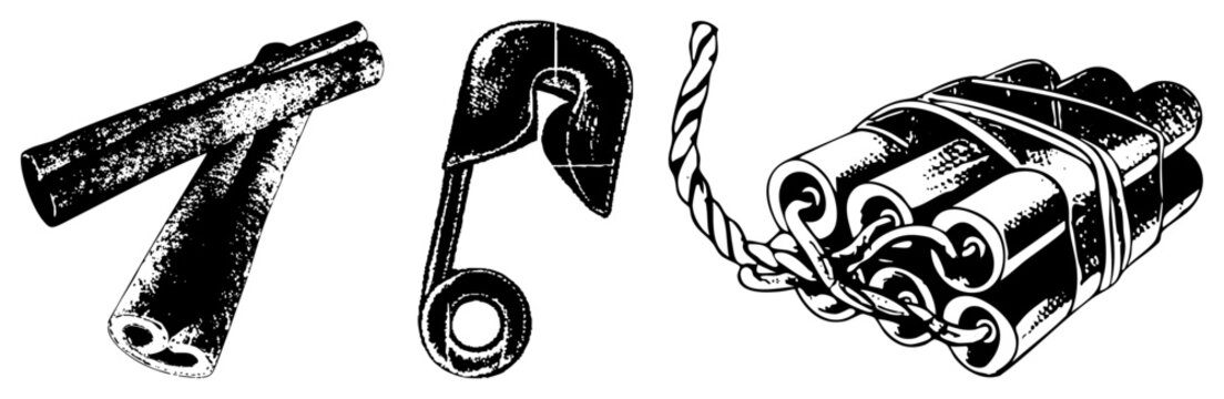 Vintage Firearm and Explosive Devices Vector Set