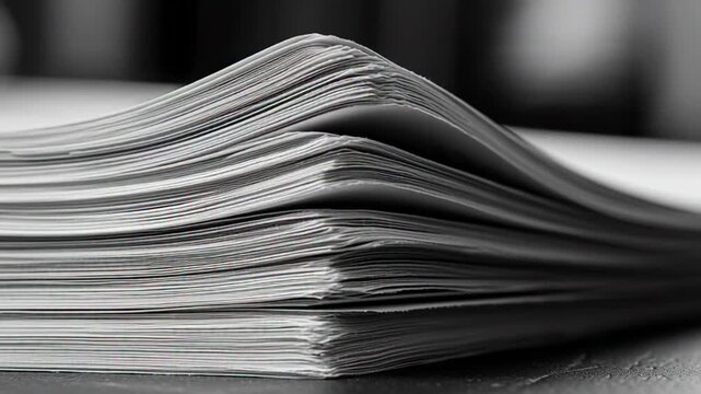 Monochrome paper stacks time lapse: A visual representation of documents and paperwork routine