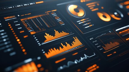 Vibrant orange lights illuminate a detailed close up view of a computer screen display.