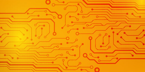 Orange Circuitry Background With Abstract Tech Lines For Digital Electronics And Innovation