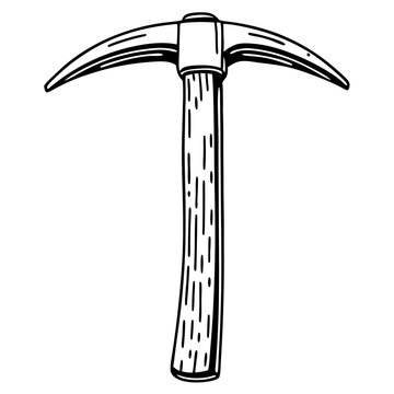 Mining Pickaxe Tool Vector Line Art