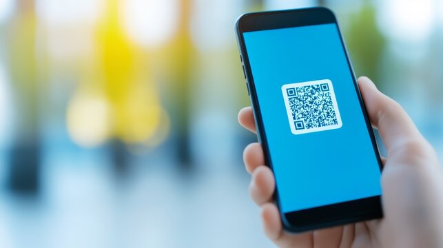 Person holding smartphone displaying qr code for seamless digital information access.