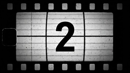 Vintage film strip countdown prominently displayed, evoking an old film, classic, countdown, 5 to 0, vintage, strip aesthetic