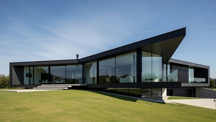 Modern Luxury House with Sleek Architecture and Large Glass Windows