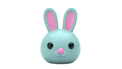Cute Gray Bunny Face with Pink Inner Ears