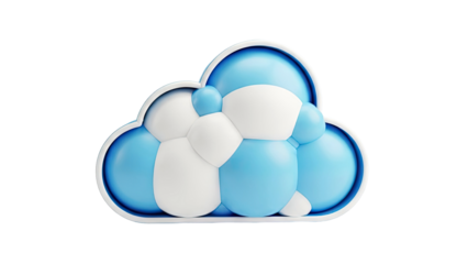 3D Cloud Icon with Blue and White Spheres