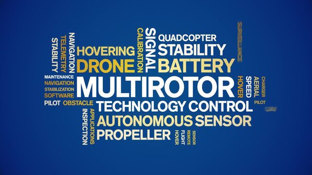 Multirotor animated word cloud-text design animation tag kinetic typography seamless loop.