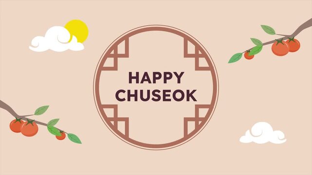 Chuseok Festival Greetings. Chuseok concept. Full length animation illustration. High quality&nbsp;4k&nbsp;footage