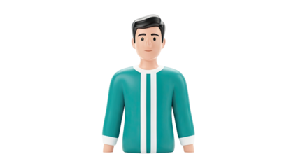 3D Cartoon Man with Teal Shirt
