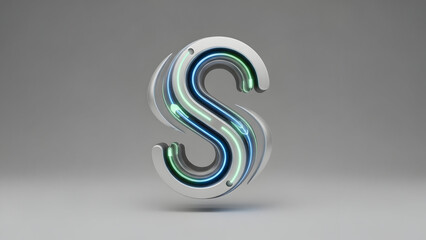 3D Rendered Letter S with Holographic Effect.