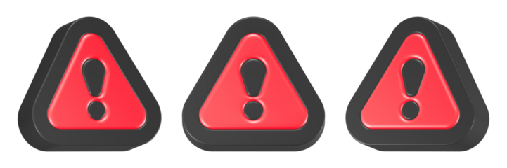 alert icon 3d render red triangle button