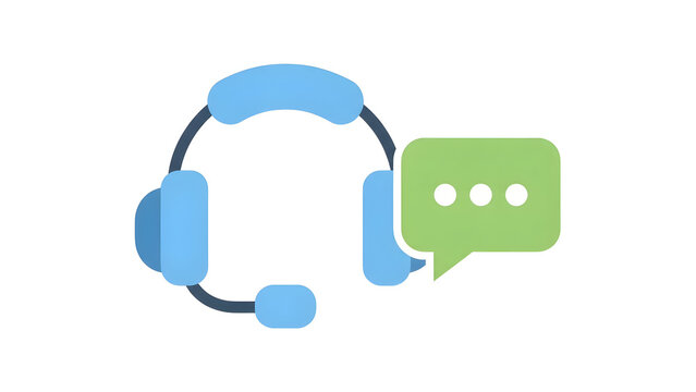 Customer Support Headset with Speech Bubble.