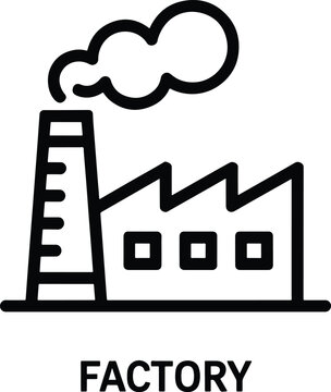 Simple factory outline icon with smoke
