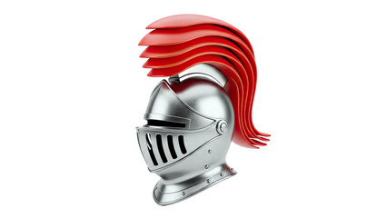 Medieval Knight's Helmet with Red Plume