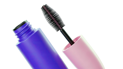 Purple Mascara Tube and Pink Cap with Black Applicator Brush