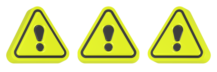 alert icon 3d render yellow triangle button
