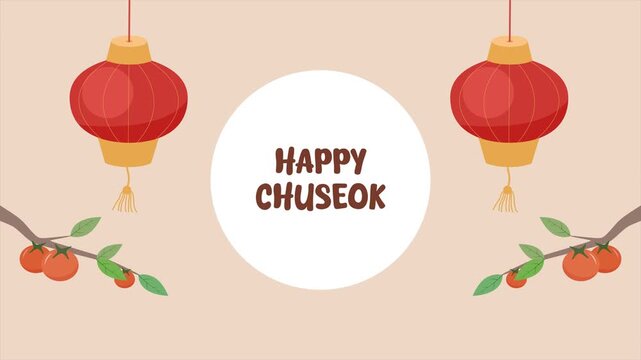 Animated Video of Chuseok Lanterns and Festivities. Chuseok concept. Full length animation illustration. High quality&nbsp;4k&nbsp;footage