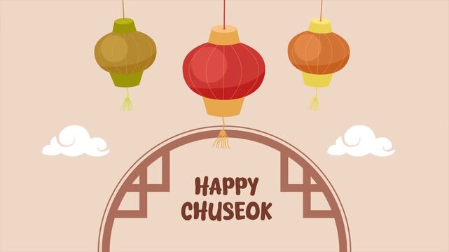 Animated Video of Chuseok Traditions. Chuseok concept. Full length animation illustration. High quality&nbsp;4k&nbsp;footage