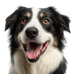 Fototapeta premium Border Collie's Charming Gaze: A close-up portrait showcases a charming Border Collie, its intelligent eyes and gentle smile radiating warmth and friendliness. 