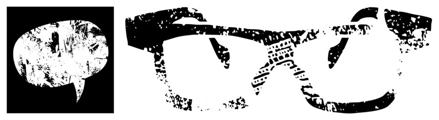 Distressed Speech Bubble and Eyeglasses Vector with Textured