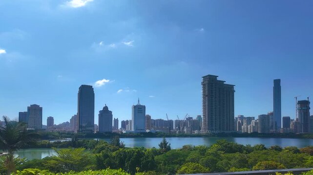 Daytime view of Xiamen citys, Fujian Province  - China.
Beautiful cityscape and landscape in China..