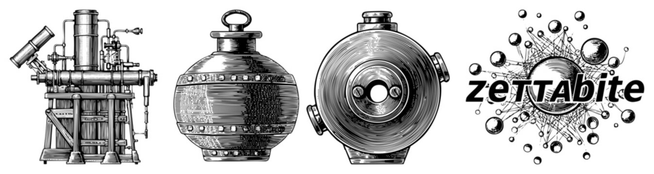Vintage Scientific Instruments and Zettabyte Data Visualization Logo