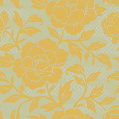 Elegant peony flowers seamless pattern, Vintage japanese and chinese floral pattern.
