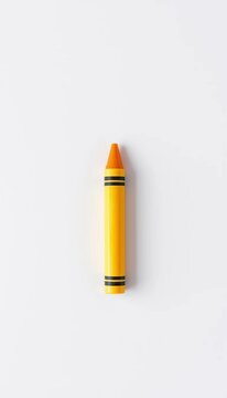 A solitary wax crayon rests alone, its bright hue a stark contrast to the plain backdrop, hinting at unexpressed ideas,  plain,  color