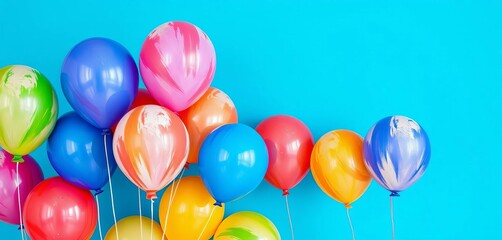 Vibrant painted balloons against a solid backdrop, artwork, texture