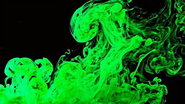 Green Ink Smoke Abstract Fluid Motion