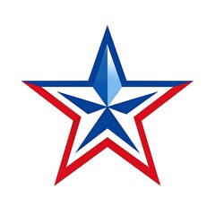 Obraz premium Graphic image of a star featuring blue, white, and red geometric layers