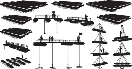 30 Black Solid Solar Float H2O Silhouettes on White Background © AADIL