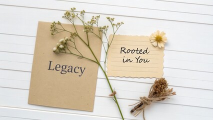 Dried Flower on Note "Rooted in You" with "Legacy" Card