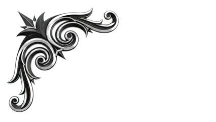 Ornate Swirl Corner Decoration - Black and Silver
