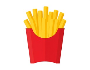 Illustration of a red box filled with golden French fried potatoes