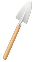 Illustration of a small gardening trowel with a wooden handle