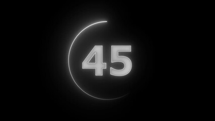 50 second countdown timer animation, neon number text glowing from 50 to 0, with attractive circle animation. Circle countdown timer 50 second animation graphics transparent background electric saber - Powered by Adobe