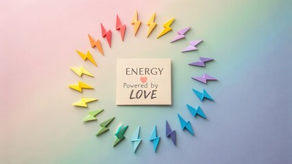 Energy Powered by Love Lightning Bolts Circle