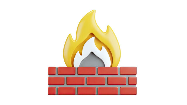 Firewall Icon with Flames