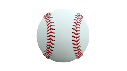 Baseball with red stitching on white background
