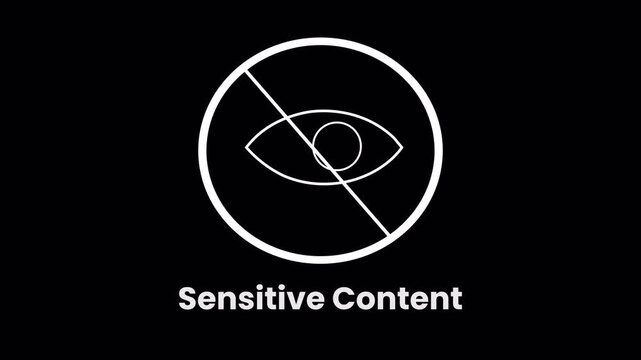 sensitive content warning alert animation with restricted symbol Explicit Media Advisory Concept on transparent background. 4K video