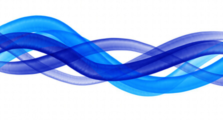 Fototapeta premium Abstract blue flowing wave lines on a transparent background