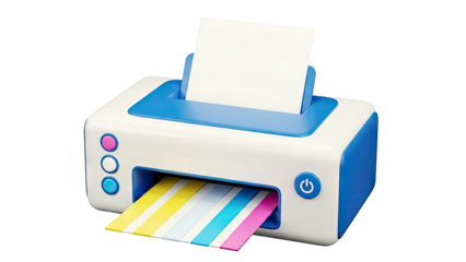 3D Render of a Stylized Printer with Colorful Output