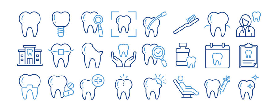 Dentistry icon collection. Containing design Tooth Dental Implant, Dentist, Dental Clinic, Dental care