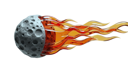 Craters on a meteor with fiery tail